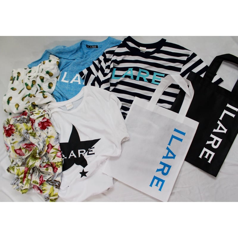 ボーダーネオンカラーロゴTシャツ/ネイビー×ブルー | ILARE
