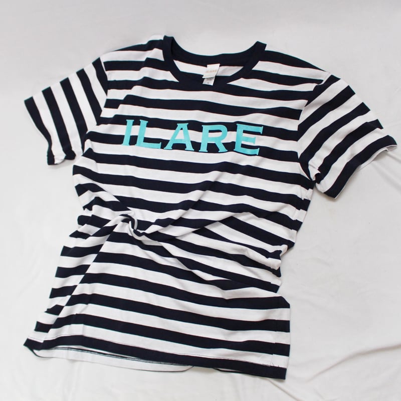 ボーダーネオンカラーロゴTシャツ/ネイビー×ブルー | ILARE