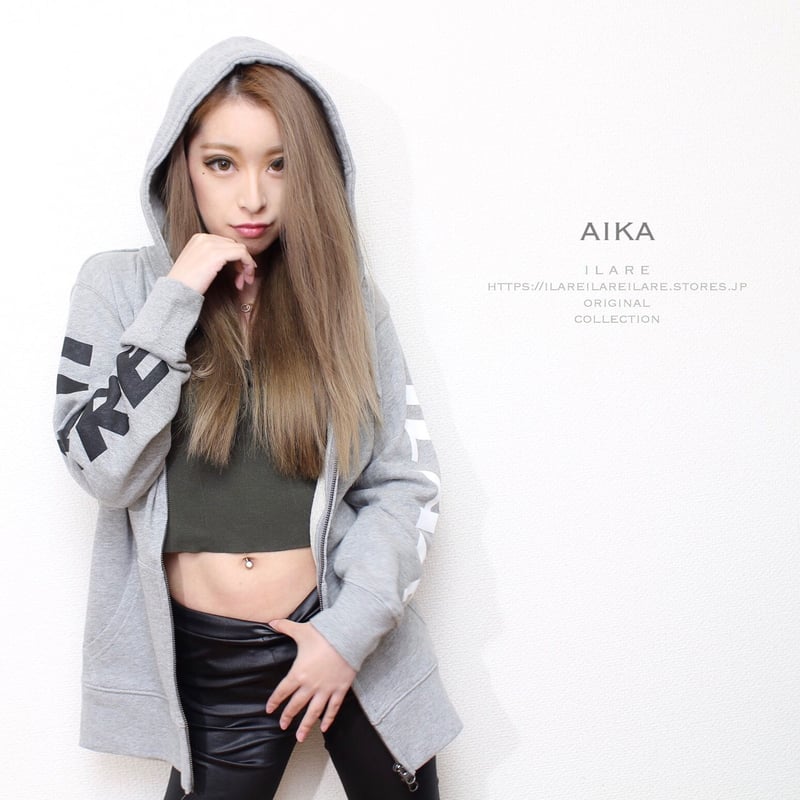 ILARE 袖ライン ロゴ/ダブルジップパーカー/グレー | ILARE -イラーレ- 