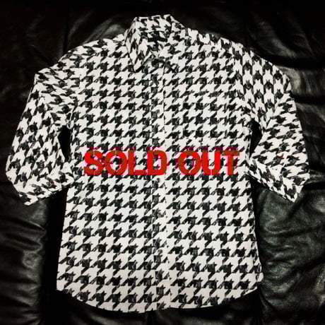 千鳥格子×カモフラ柄/七分袖/ブラック