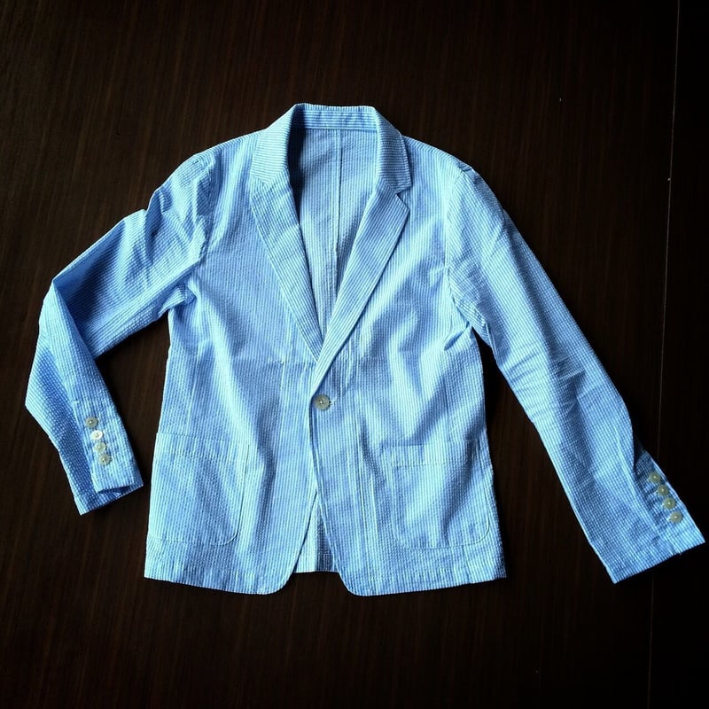 日本製/シアサッカージャケット(セットアップ上)/スカイブルー