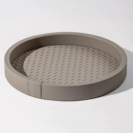 #ラウンド 編み込み レザー アクセサリー トレイ 全2色 収納