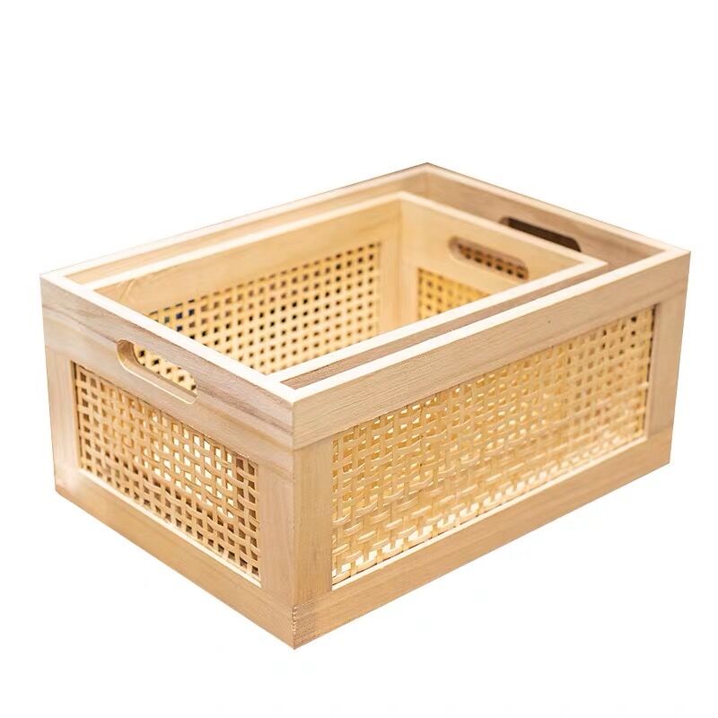 ウッド バンブー 収納 バスケット 大小2点セット 全2色 | 70PARK