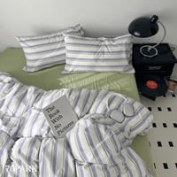 【即納】#パープル マルチ ストライプ コットン 布団カバーセット 全2サイズ オールシーズン