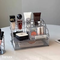 #スチール メッシュ 引き出し コスメ 収納 マルチ ラック シルバー