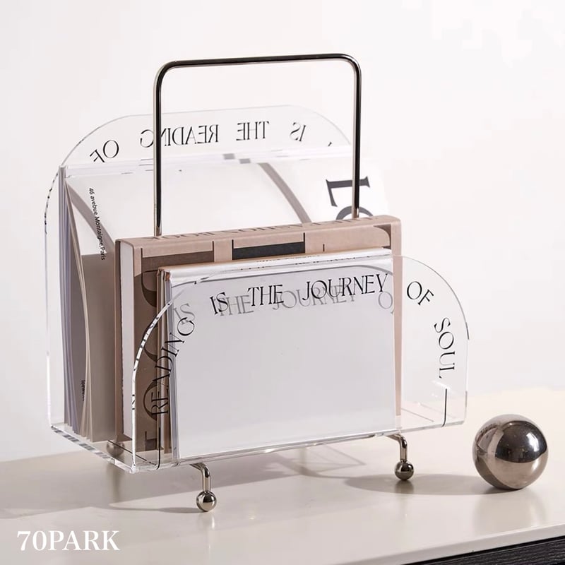 ポータブル クリア アクリル マガジンラック 収納 全2色 | 70PARK
