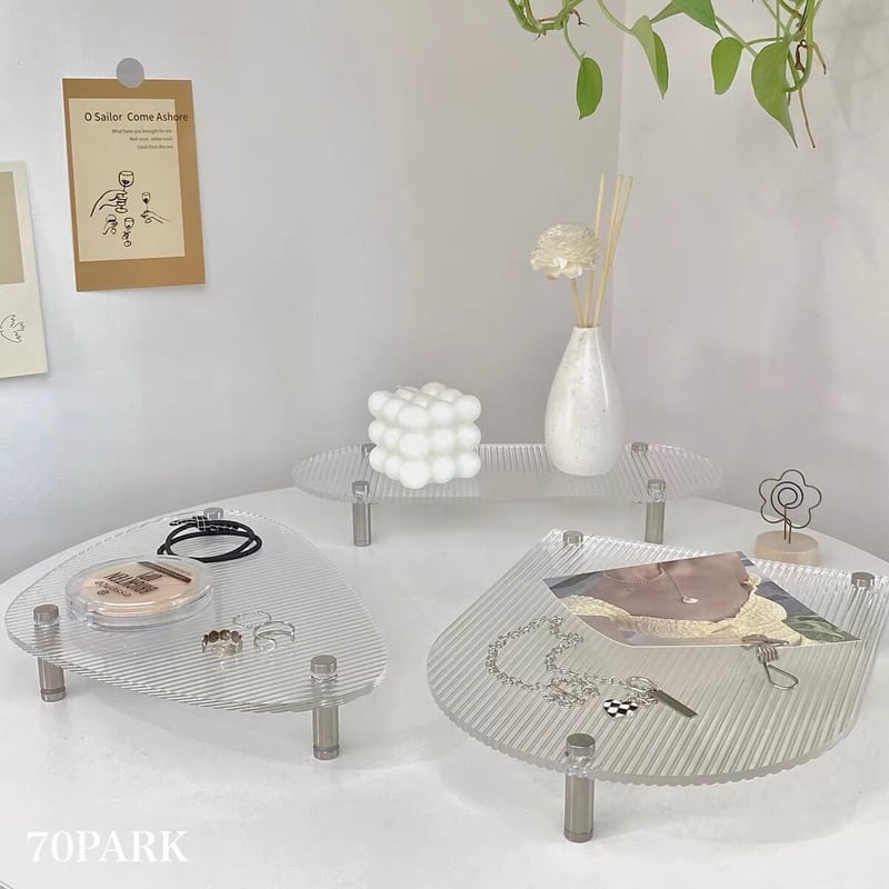 脚付き ストライプ模様 アクリル トレイ 全3タイプ | 70PARK