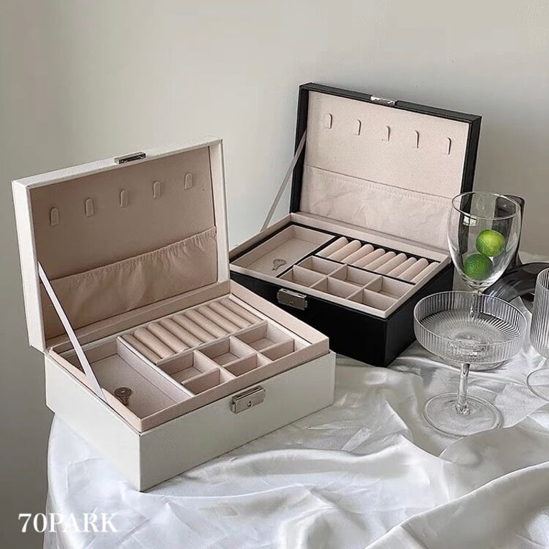 二段 鍵付き シンプル ジュエリー ボックス 全2色 収納 | 70PARK