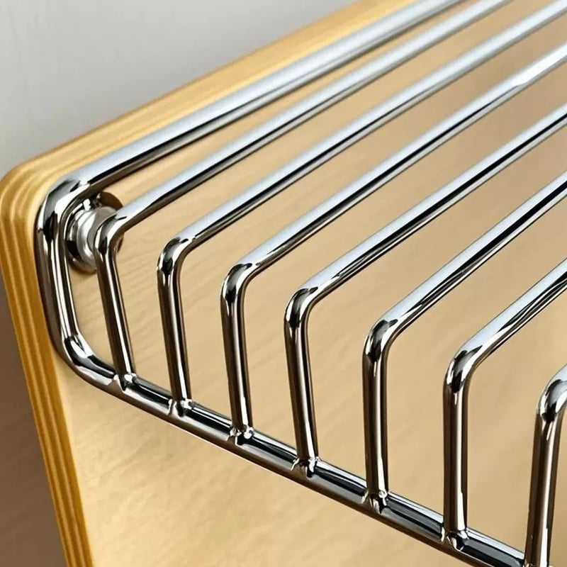 ウッド × ステンレス シルバー 収納 ラック サイドテーブル 全2色