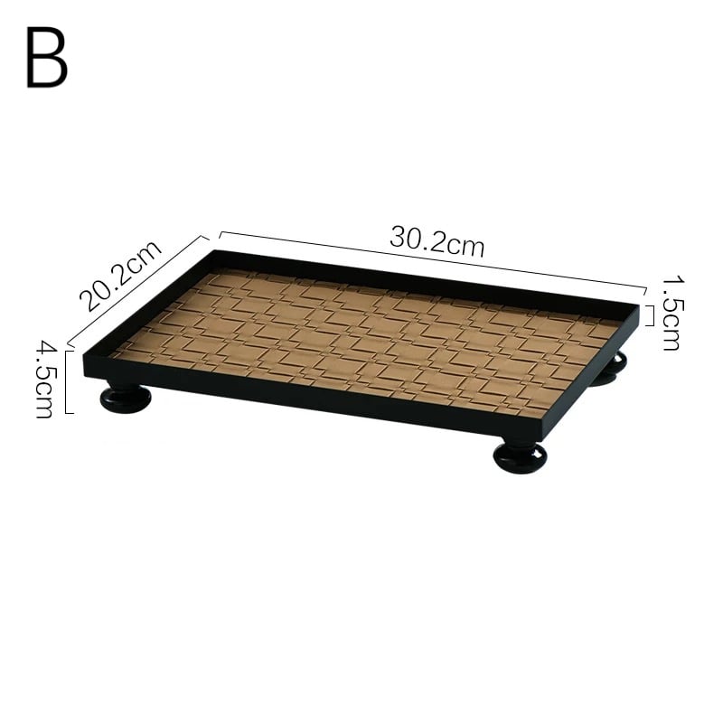 脚付き アイアン フレーム 編み込み レザー 長方形 トレイ 全3色 | 70PARK