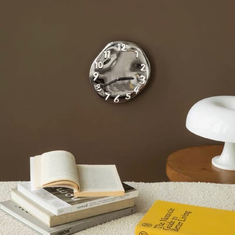 #シルバー セラミック 立体 文字盤 ラウンド クロック 全2色 壁掛け時計