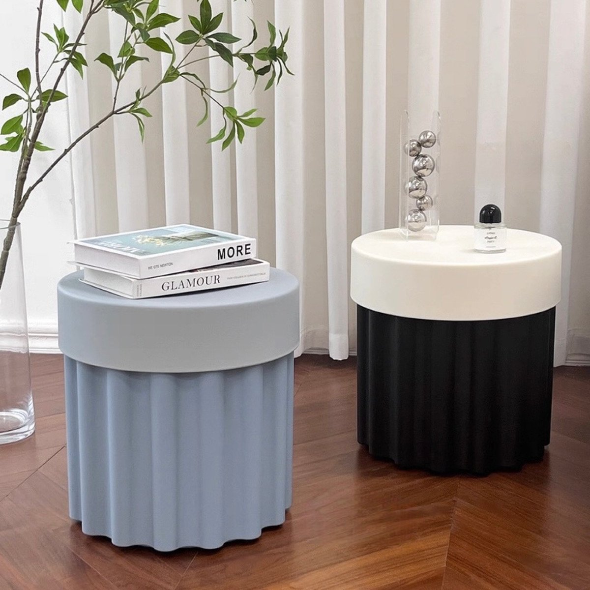 収納付き コンパクト カラフル サイドテーブル スツール 全4色 玄関