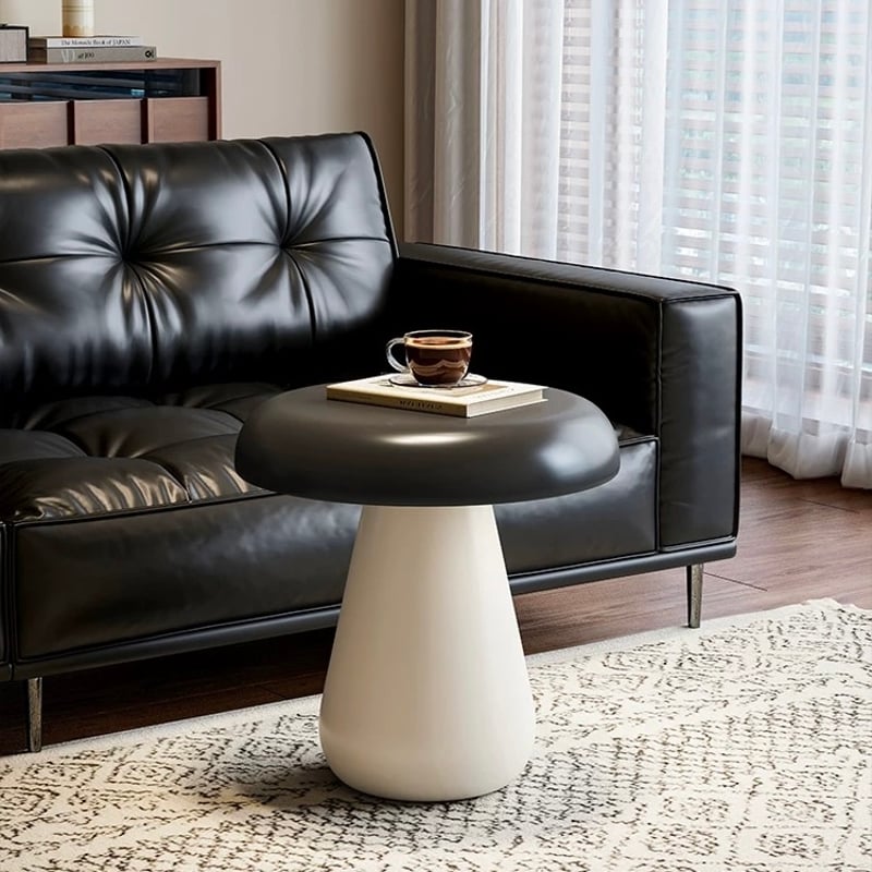 マッシュルーム モチーフ モノトーン サイドテーブル 全3色 ラウンド