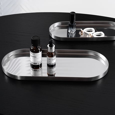 #ステンレス シルバー オーバル型 シンプル アクセサリー トレイ 全3サイズ 収納