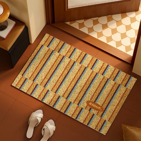 #レトロ カラー ストライプ柄 玄関 マット 全5色 50×80 泥落とし