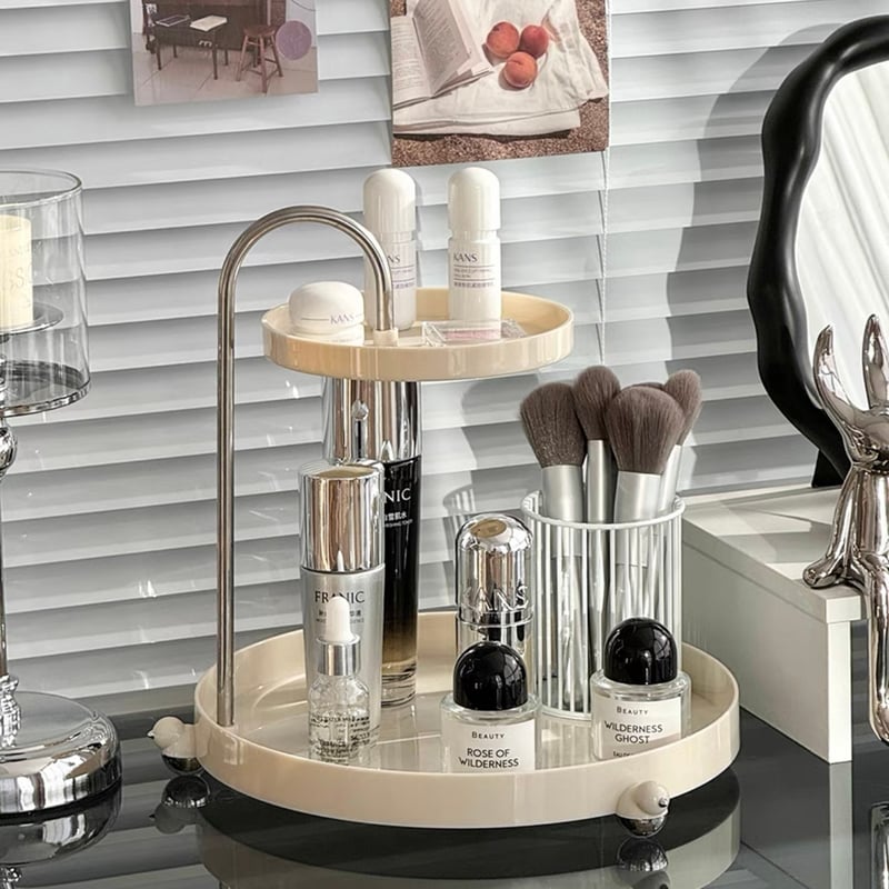 上部スライド ラウンド 二段 トレイ 全2色 コスメ 収納 | 70PARK