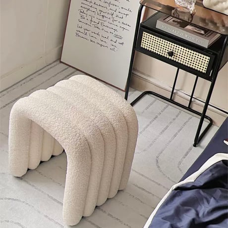 #ブークレ アーチ型 スツール ドレッサー 椅子 オットマン stool-006175