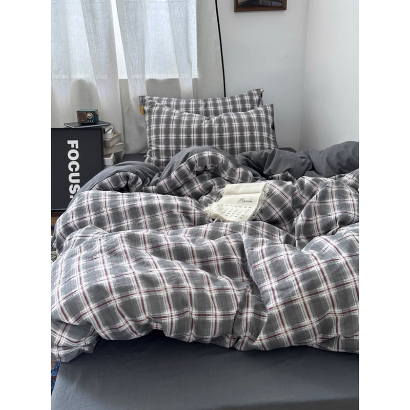 グレー ミックス チェック柄 布団カバーセット 全2サイズ オール