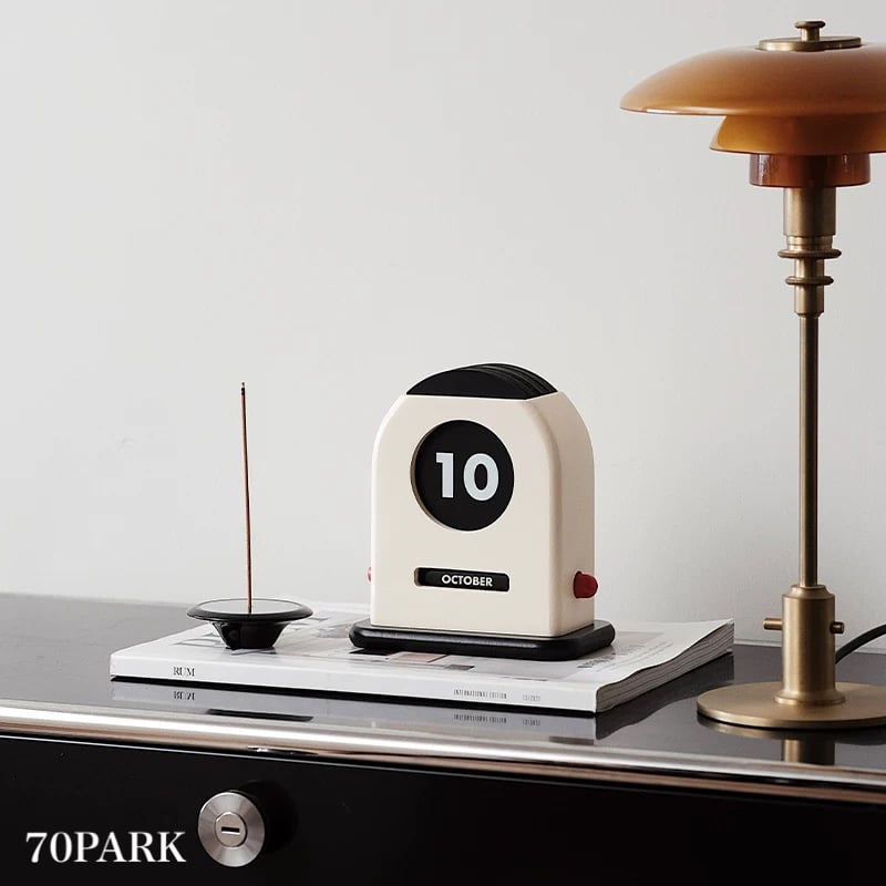 モノトーン レトロ カード式 万年 カレンダー 卓上 木製 デスク | 70PARK