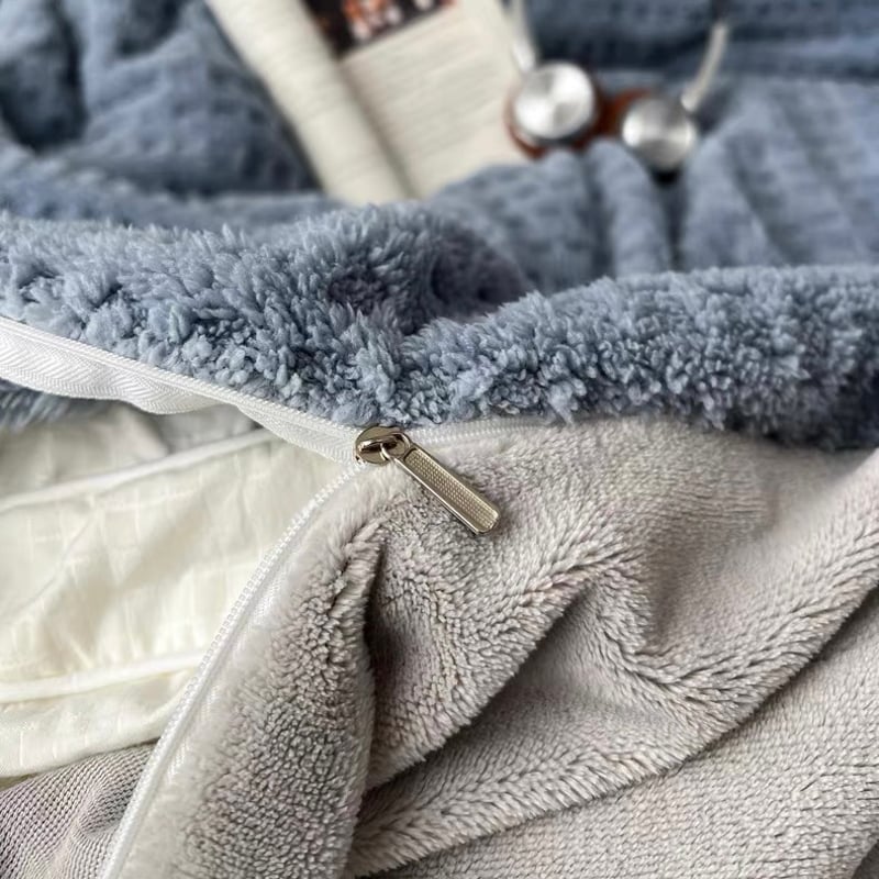 ダブルフリースカバーセットグレーフリース 布団カバー セット 3点