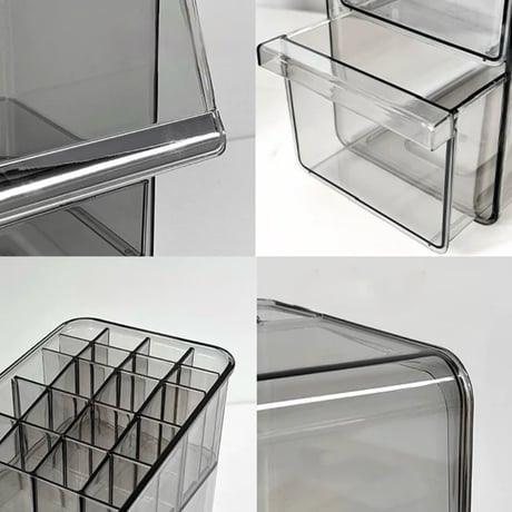 #3点セット クリア シルバー 大容量 コスメ 収納 ボックス 全2色