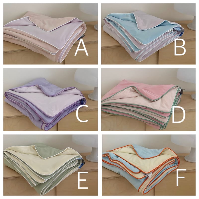 パイピング 冷感 夏掛け布団 カラフル ブランケット 全6色 単品 2