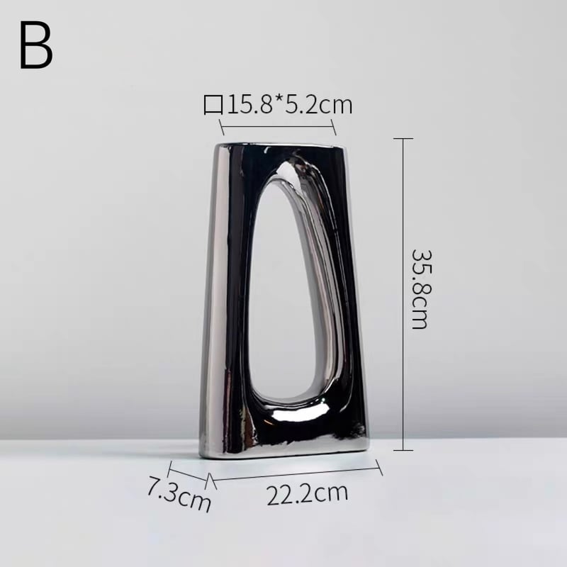 メタリック シルバー 穴あき セラミック フラワーベース 全2サイズ