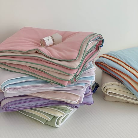 #パイピング 冷感 夏掛け布団 カラフル ブランケット 全6色 単品 2サイズ ひんやり