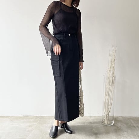 【即納】#スリット入り フレアスリーブ シアー トップス 全2色