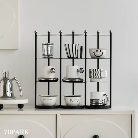 #アイアン フレーム 4段 収納 ディスプレイラック 全2色 カップホルダー