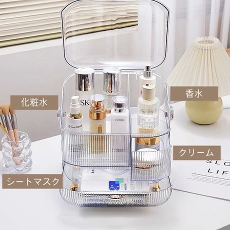 #クリア ポータブル コスメ ボックス メイク 収納