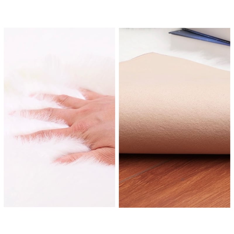 クラウド型 フェイクファー ドア マット 60×90 白 ラグ | 70PARK