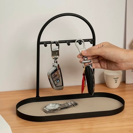 #アイアン レザー オーバル型  アクセサリー 鍵 スタンド トレイ 全2色 収納 小物置き