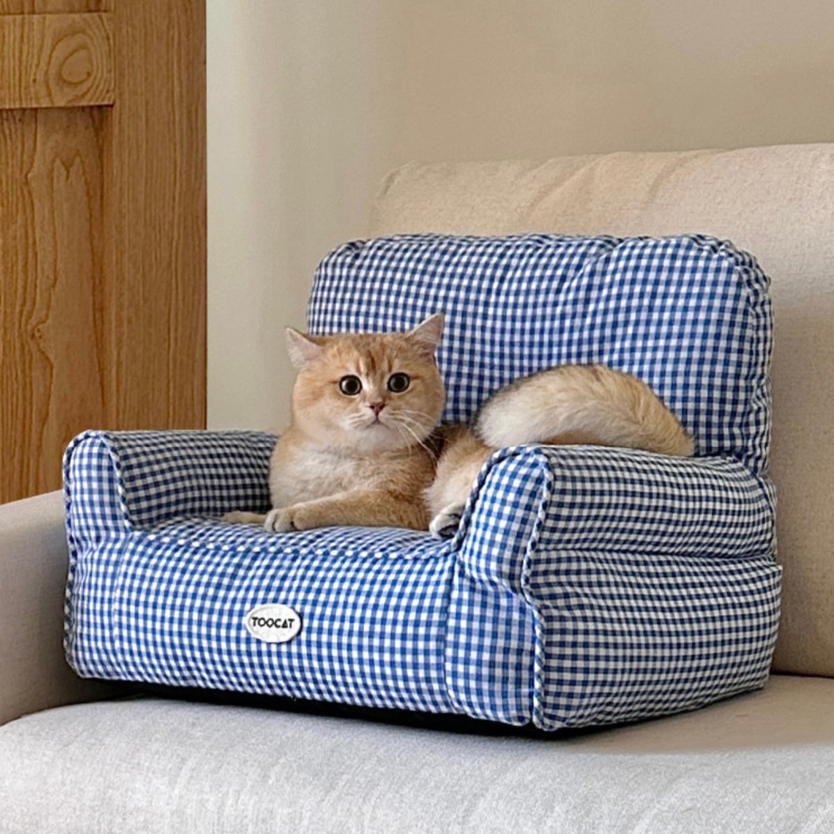 チェック柄 小型 ペットソファ 全2色 犬 猫 ペットベッド ペット用品