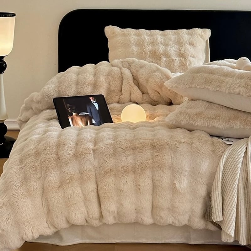 ライトベージュ もこもこ ふわとろ 布団カバーセット 全2サイズ ベッド