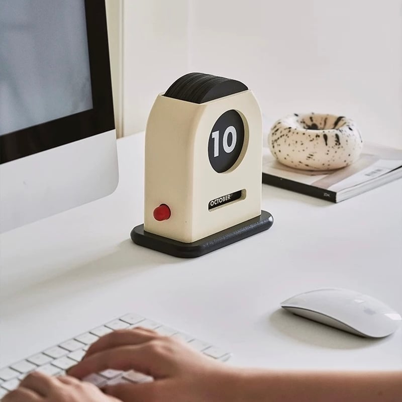 モノトーン レトロ カード式 万年 カレンダー 卓上 木製 デスク | 70PARK