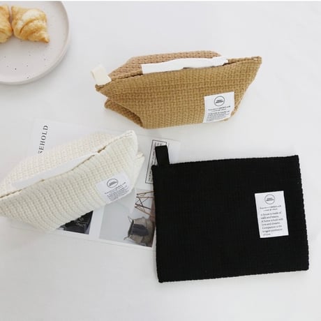 #ファブリック シンプル ティッシュケース 全3色 ティッシュカバー 吊り下げ