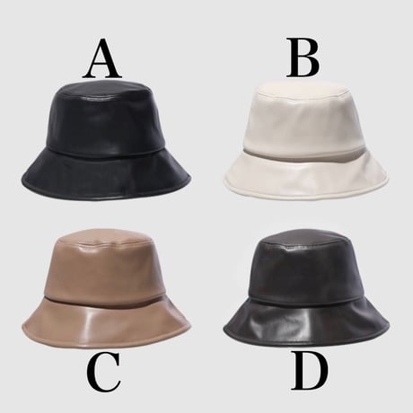 【即納】#フェイクレザー バケットハット  全4色 帽子