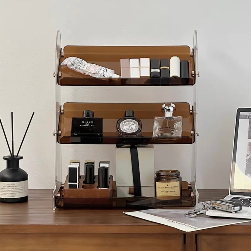 アクリル クリア 斜め 三段 コスメ 収納 ラック 香水収納 | 70PARK