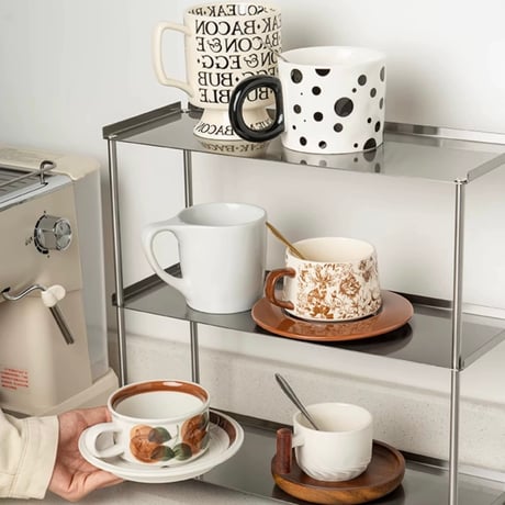 #ステンレス シルバー カップ 収納 二段 三段 ラック 全2種