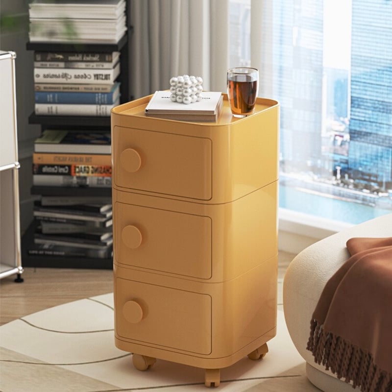 キャスター付き スクエア 三段 カラー 収納 ラック サイドテーブル 全6