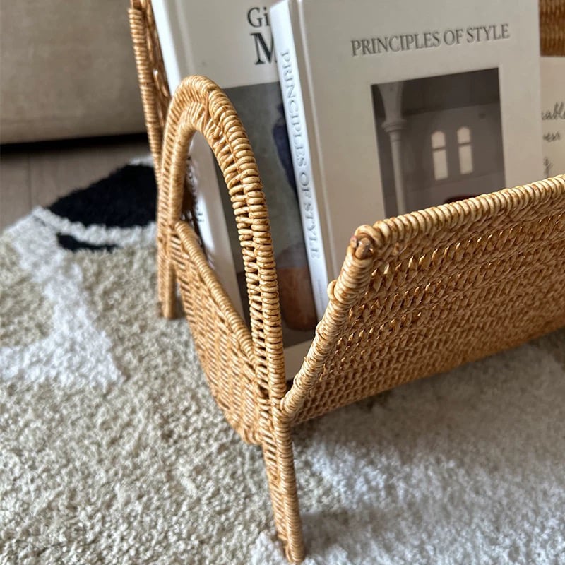ラタン調 マガジンラック 収納 ブックスタンド バスケット | 70PARK