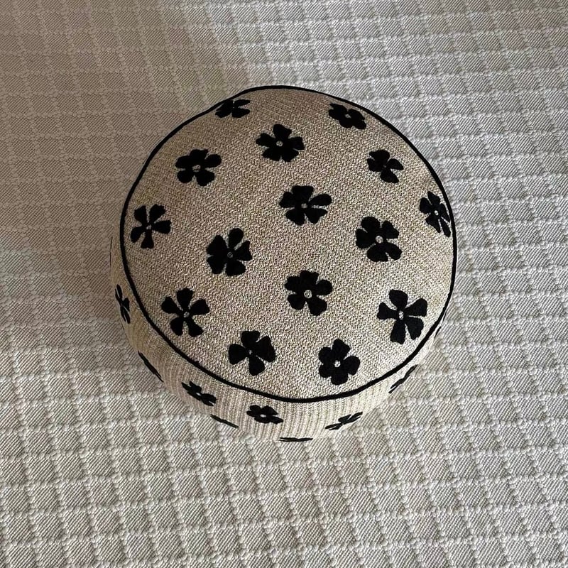 ストロー素材 フラワー ビーズ クッション プフ 全2色 椅子 | 70PARK