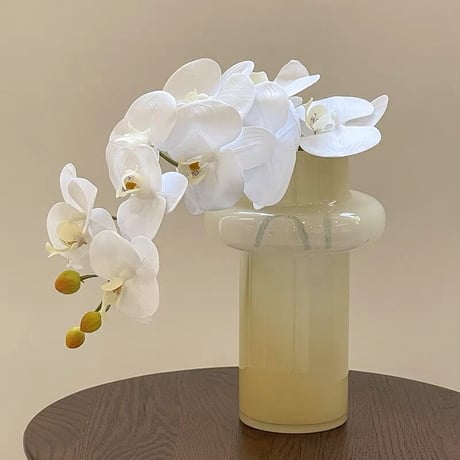 #ミルクイエロー ガラス フラワーベース 花瓶
