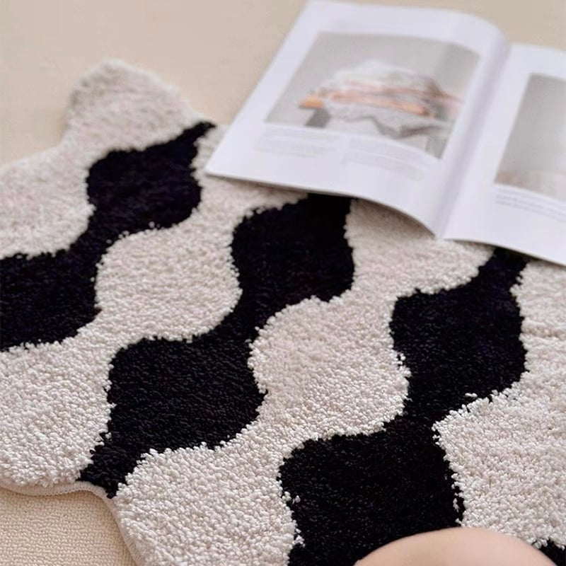 なみなみ ウエーブ モノトーン ドア マット 40×70 | 70PARK