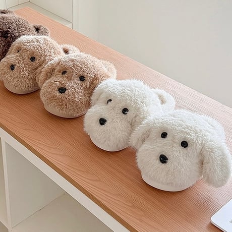 #ほわほわ パピー ルームシューズ 全2色 3サイズ 室内 スリッパ 履くぬいぐるみ 犬