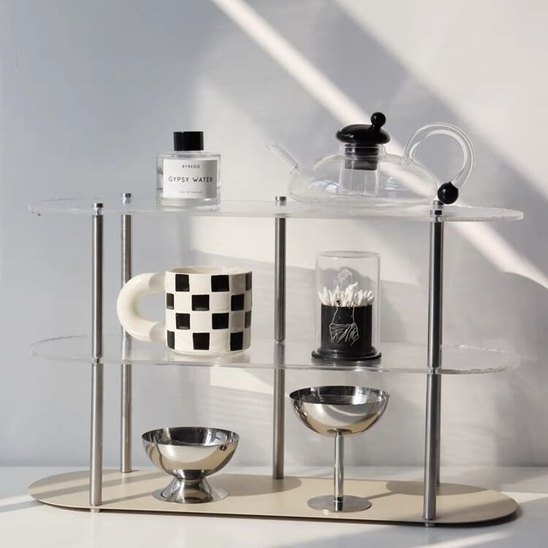 オーバル アクリル 3段 ディスプレイ ラック 全2色 収納 | 70PARK