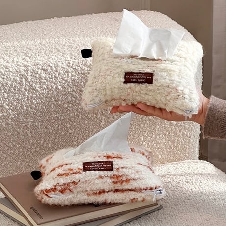 #ふわふわ ミックス ニット ティッシュケース 全2種 ティッシュカバー 吊り下げ