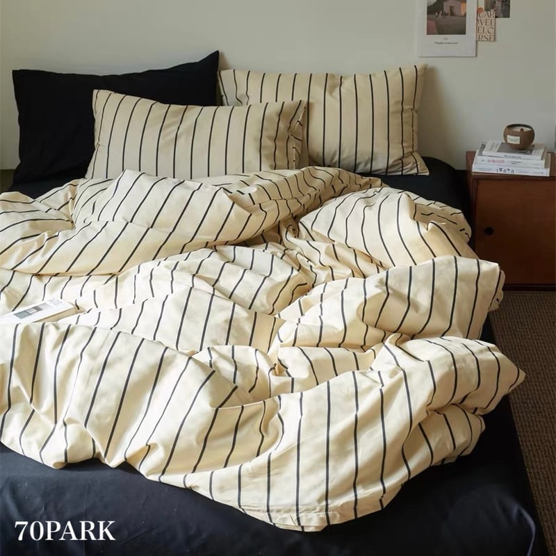 アイボリー ブラック ストライプ 布団カバーセット 全2種 | 70PARK