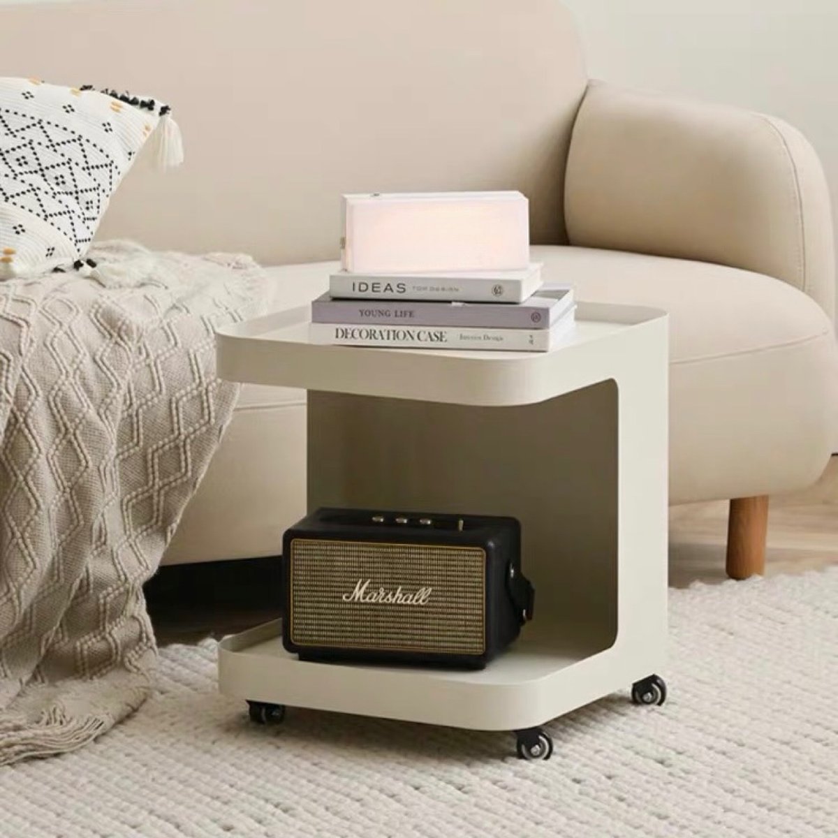 収納バッグ コの字型デザイン サイドテーブル キャスター付き キャスター付 コの字 収納 サイドテーブル 全3色 ワゴン | 70PARK